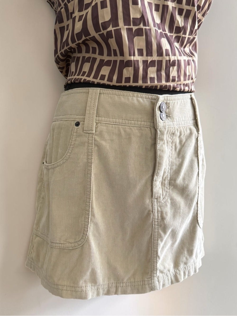 Abercrombie & Fitch Neutral Beige Corduroy Mini Skirt - Picture 4 of 15